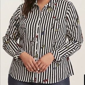 Black & White Striped Button Shirt